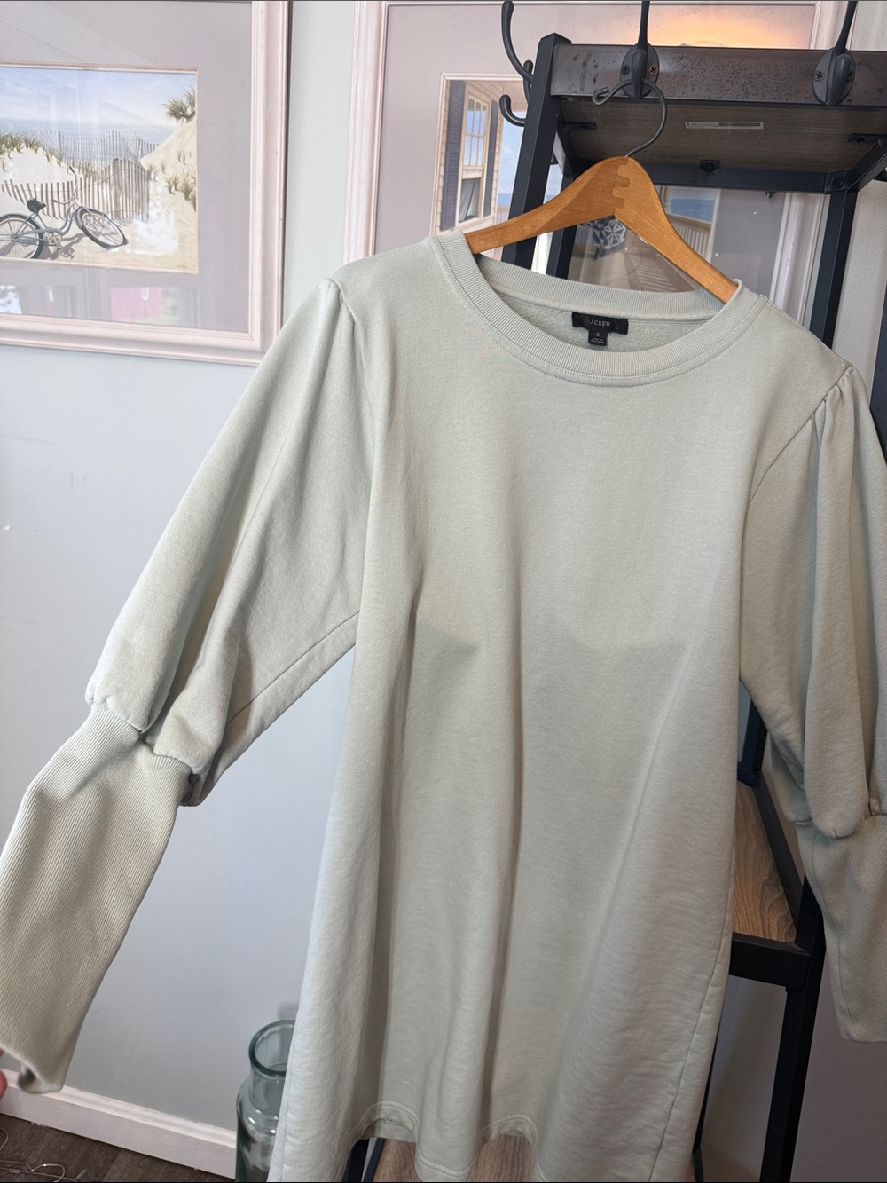 J. Crew Mint Puff-Sleeve Crewneck Top